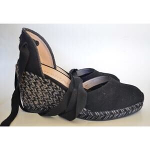 Stuart Weitzman Black Espadrille Wedge Size 9